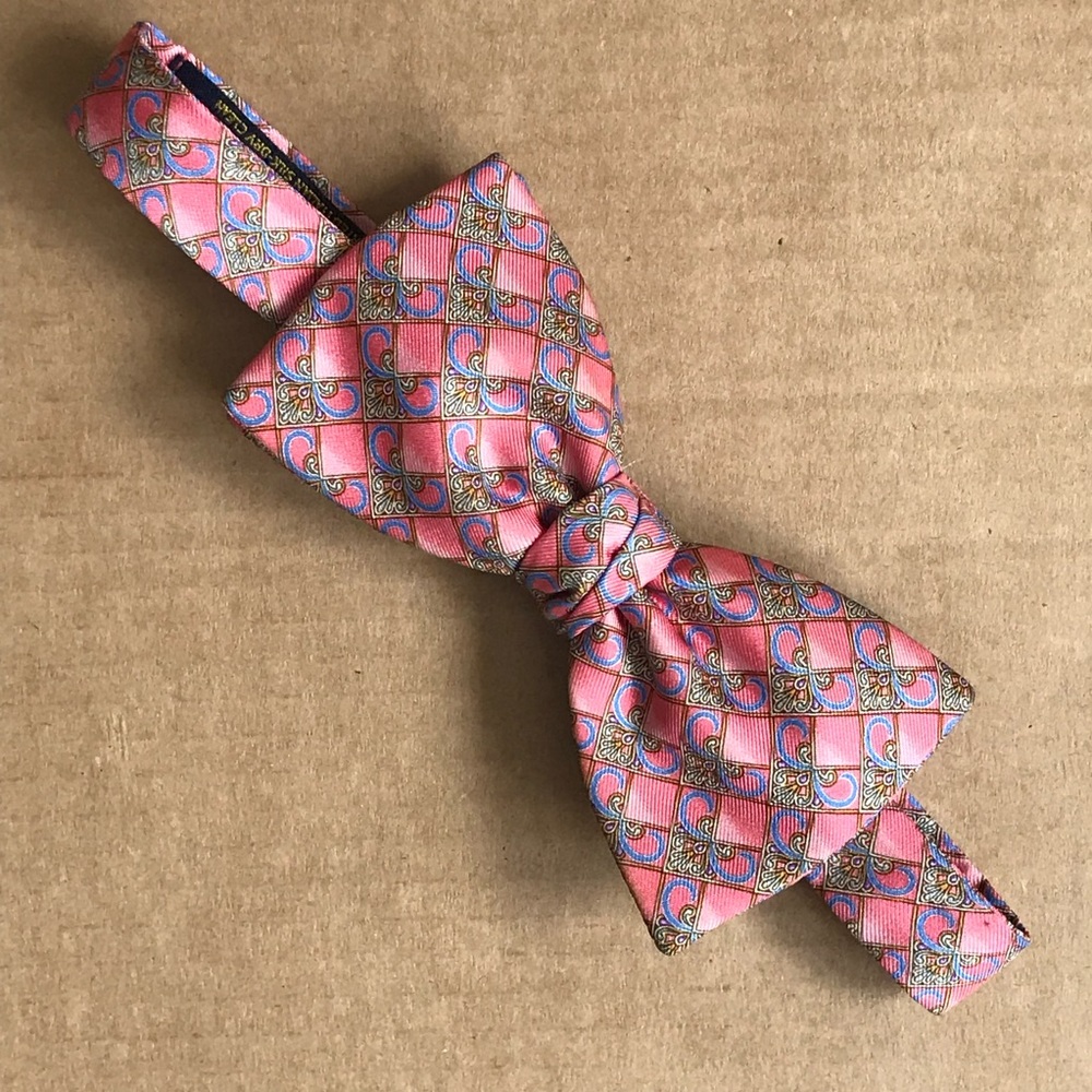 Faberge Bow Tie - Pink Silk Adjustable